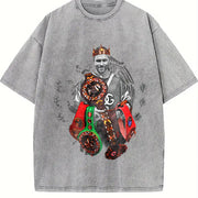 Alvarez The Undisputed King Mexico Goat Of Boxing Style vintage washed oversized T-shirt in Gray