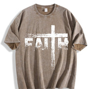 Faith for 1 Pcs Heavy Vintage Washed T-Shirt in Brown
