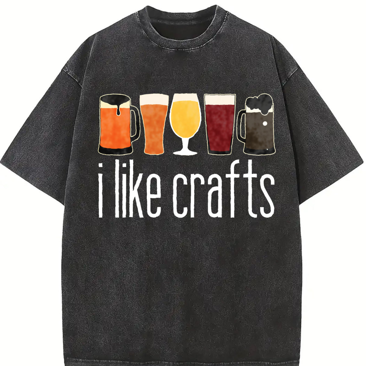 I Like Craft Beer Lover Vintage Washed T-Shirt in Black