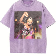 Party Glam Doll Dancing Vintage Washed T-Shirt in Purple
