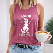How I Am Unstoppable Dinosaur Women's Color Cotton Tank Top in Red