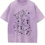 Distressed Stylish Vintage Washed T-Shirt in Purple