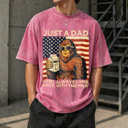 Fathers Day Just a Dad Who Came Back with Milk Vintage Washed T-Shirt in Red
