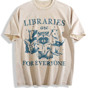Libraries Are for Everyone Vintage Washed T-Shirt in Beige