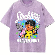 Stockholm Heaven Sent Vintage Washed T-Shirt in Purple