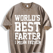 World Best Farter I Mean Father Classic for Versatile vintage washed oversized T-shirt in Brown