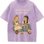 Illustration Sarcastic Humor Vintage Washed T-Shirt in Purple
