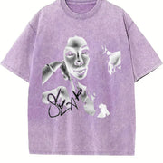 SZA Portrait Vintage Washed T-Shirt in Purple