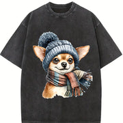 Chihuahua Portrait Vintage Washed T-Shirt in Black