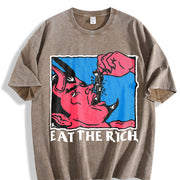 Eat the Rich Vintage Washed T-Shirt in Brown