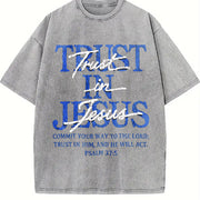 Trust in Jesus Vintage Washed T-Shirt in Gray
