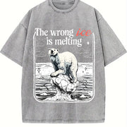 The Wrong ICE Is Melting Anti ICE and Batik vintage washed oversized T-shirt in Gray