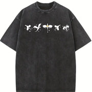 Fantasy Dragon Silhouettes vintage washed oversized T-shirt in Black