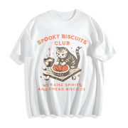 Spooky Biscuits Club Cotton T-Shirt in White