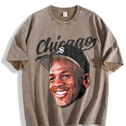 MJ Baseball Days 90's Style Retro vintage washed oversized T-shirt in Brown