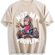 Skull Retro Y2K Boxy Old School Vibes Or Vintage Washed T-Shirt in Beige