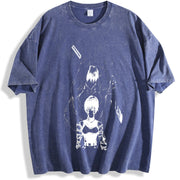 Jujutsu Kaisen Maki & Toji vintage washed oversized T-shirt in Blue