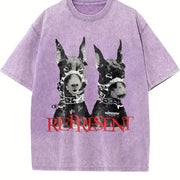 Doberman Represent Tank Vintage Washed T-Shirt in Purple