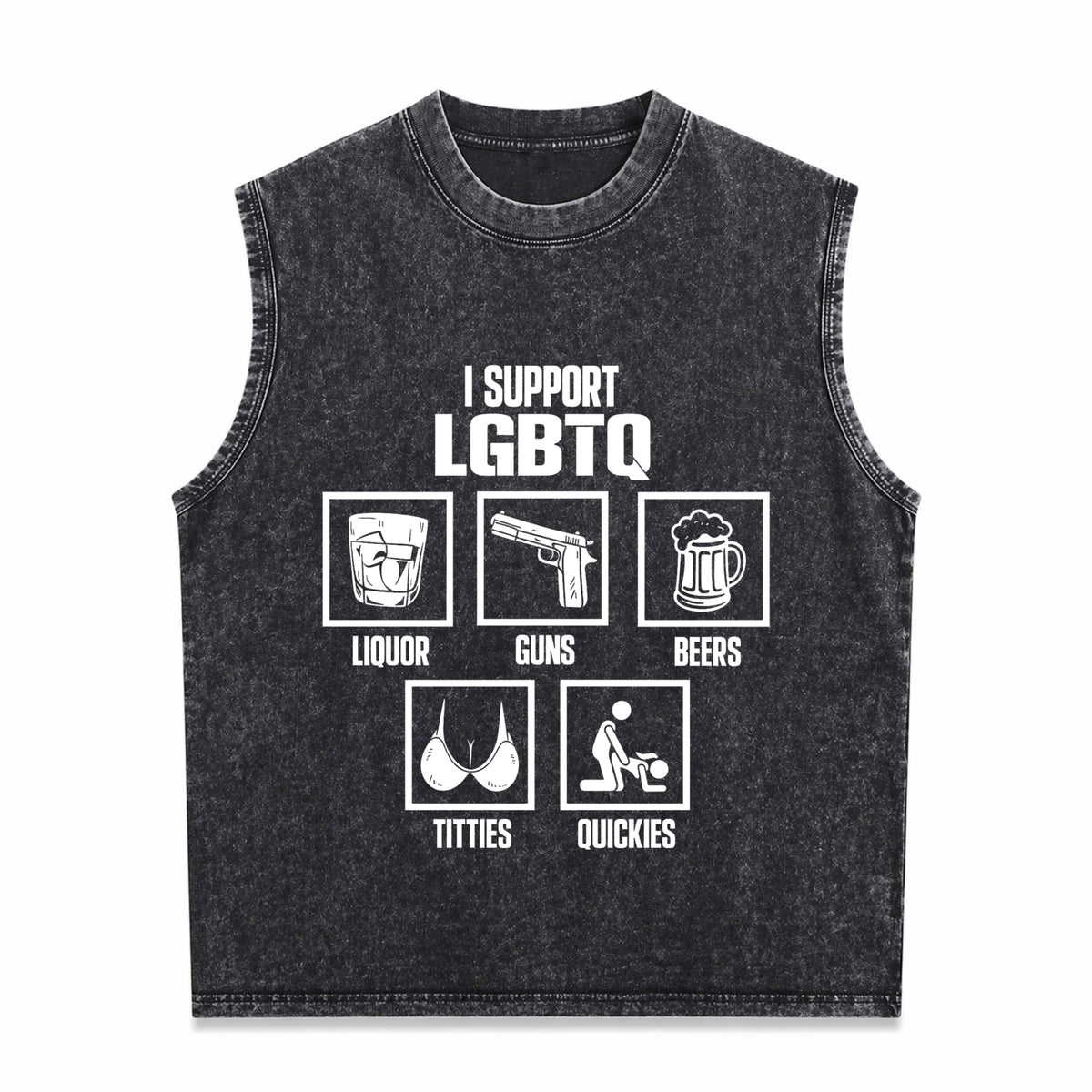 I Support LGBTQ Liquor Vintage Washed Tank Top in Black