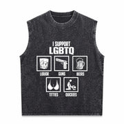 I Support LGBTQ Liquor Vintage Washed Tank Top in Black