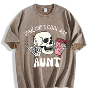 A and Unique Auntie Vintage Washed T-Shirt in Brown