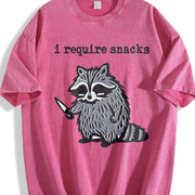 Winter Animal Snack Thief Raccoon Vintage Washed T-Shirt in Red