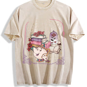 Belle's Book Club Tale as Old as Time Belle’s Book Cafe Vintage Washed T-Shirt in Beige