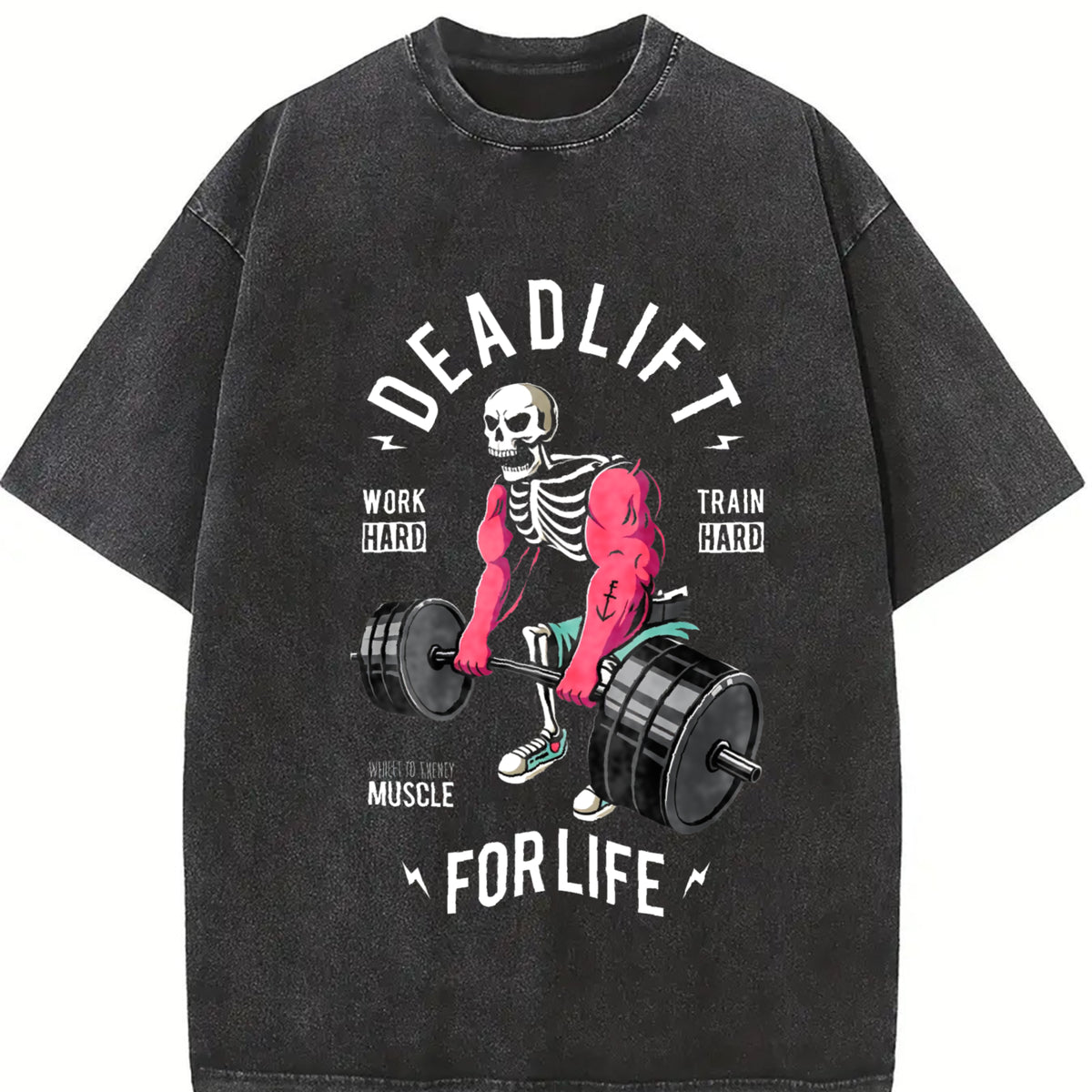 Deadlift Forever Vintage Washed T-Shirt in Black