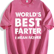 Cottonfather's Day Retro Dad World's Best Farter I Mean Vintage Washed T-Shirt in Red