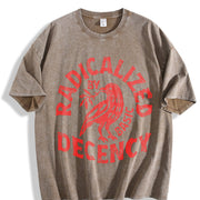 Radicalized By Basic Decency Political Protest vintage washed oversized T-shirt in Brown