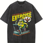 A Fit Pear Is a Happy Pear Exercise Vintage Washed T-Shirt in Black