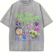 Pick Your Poison Halloween Potions vintage washed oversized T-shirt in Gray