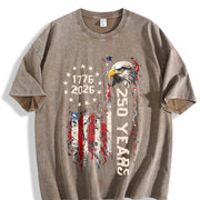 Retro Usa 250 250th Usa Flag Vintage Washed T-Shirt in Brown