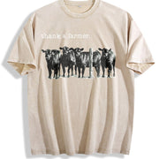 Thank a Farmer vintage washed oversized T-shirt in Beige