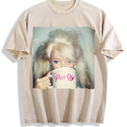Creepy Doll Coffee Vintage Washed T-Shirt in Beige