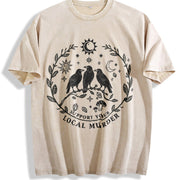 Support Your Local Murder for Crow Lovers Nature Lovers vintage washed oversized T-shirt in Beige