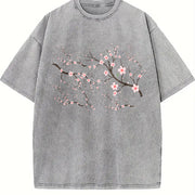 Cherry Blossom ® Retro Sakura Vintage Washed T-Shirt in Gray