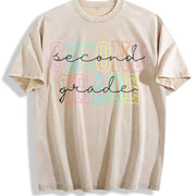 Second Grade Teacher Vintage Washed T-Shirt in Beige
