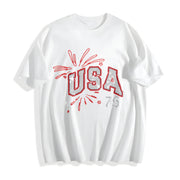 USA Rhinestone: Patriotic Bling Cotton T-Shirt in White