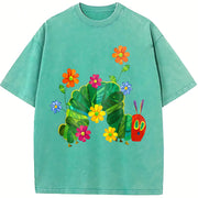 Eat the Rich the Very Hungry Caterpillar Vintage Washed T-Shirt in Blue