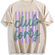 Club Forty Retro Birthday Milestone Personalized Vintage Washed T-Shirt in Beige