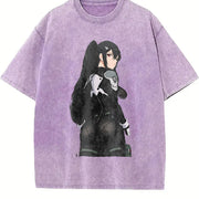 Mina Ashiro Kaiju No 8 Anime Manga vintage washed oversized T-shirt in Purple