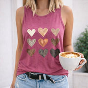 Nine Hearts Women's Color Cotton Tank Top in Red