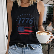 The Land of the Free Women's Color Cotton Tank Top in Black
