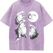 Seal Moon Pepper Sea Lion Vintage Washed T-Shirt in Purple
