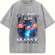 Certified Leg Day Skipper 90s Vintage Washed T-Shirt in Gray