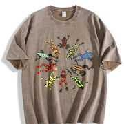 Dancing Frog Feast Vintage Washed T-Shirt in Brown