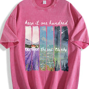 Keep It One Hundred Land Sea Sky Vintage Washed T-Shirt in Red