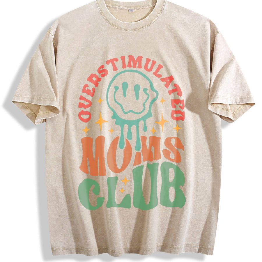 MOM'S Club MOM'S Day vintage washed oversized T-shirt in Beige