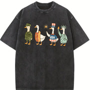 4th of July USA Vintage Washed T-Shirt in Black